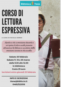 Corso di lettura espressiva con Nicola Sordo Biblioteca Tione di Trento