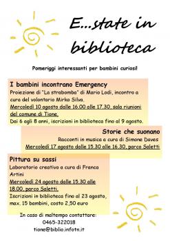 E...state in biblioteca: I bambini incontrano Emergency E...state in biblioteca: I bambini incontrano Emergency