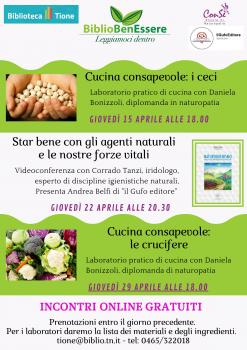 BiblioBenEssere - Laboratorio online di cucina consapevole: i ceci. Con Daniela Bonizzoli.